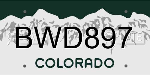 BWD897 Colorado License Plate