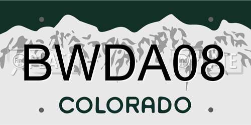 BWDA08 Colorado License Plate