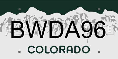 BWDA96 Colorado License Plate