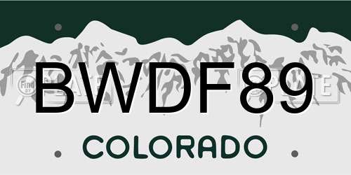 BWDF89 Colorado License Plate