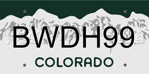 BWDH99 Colorado License Plate