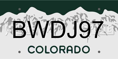 BWDJ97 Colorado License Plate