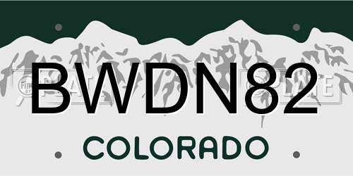 BWDN82 Colorado License Plate