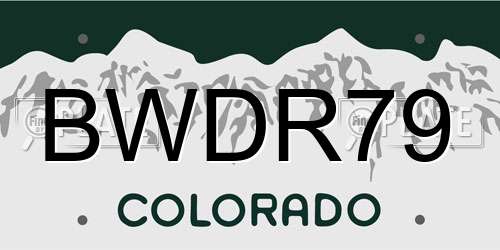 BWDR79 Colorado License Plate