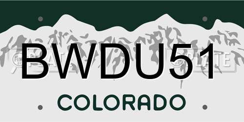 BWDU51 Colorado License Plate
