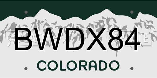 BWDX84 Colorado License Plate
