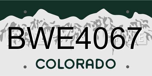 BWE4067 Colorado License Plate