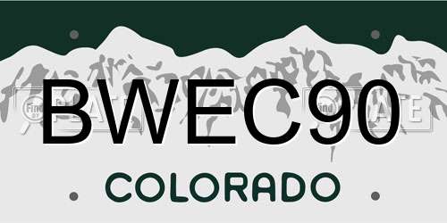 BWEC90 Colorado License Plate