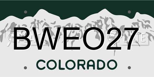 BWEO27 Colorado License Plate