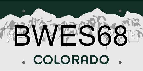 BWES68 Colorado License Plate