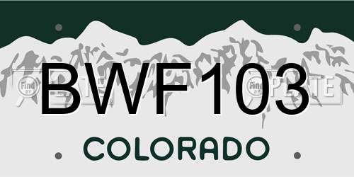 BWF103 Colorado License Plate