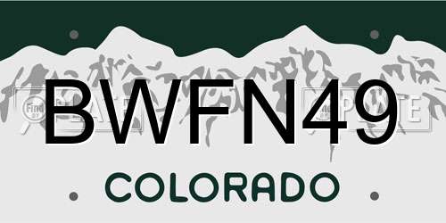 BWFN49 Colorado License Plate