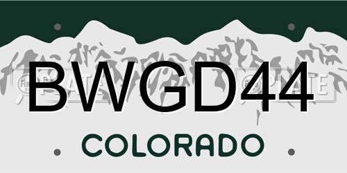 BWGD44 Colorado License Plate