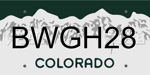 BWGH28 Colorado License Plate
