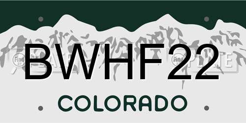 BWHF22 Colorado License Plate