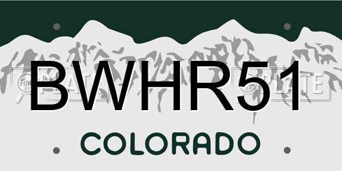BWHR51 Colorado License Plate