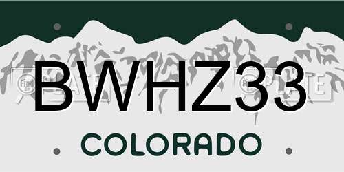 BWHZ33 Colorado License Plate