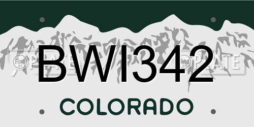 BWI342 Colorado License Plate