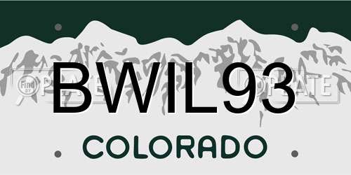 BWIL93 Colorado License Plate