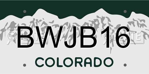 BWJB16 Colorado License Plate