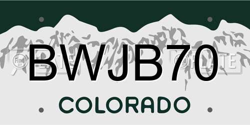 BWJB70 Colorado License Plate