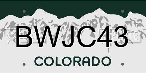BWJC43 Colorado License Plate