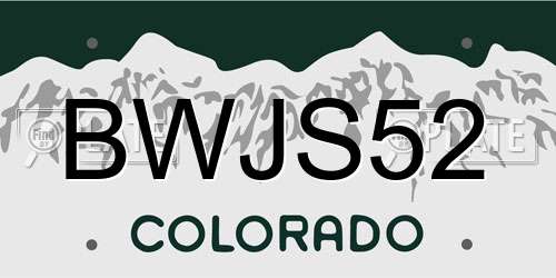 BWJS52 Colorado License Plate