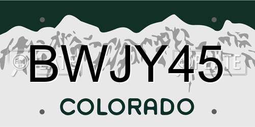 BWJY45 Colorado License Plate