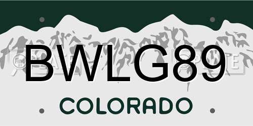 BWLG89 Colorado License Plate