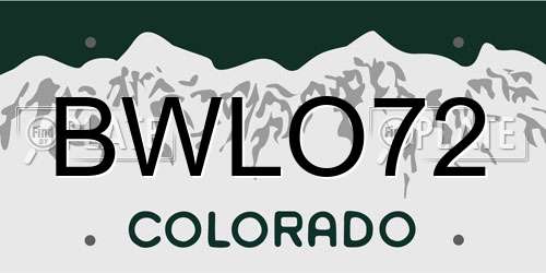 BWLO72 Colorado License Plate