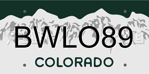 BWLO89 Colorado License Plate