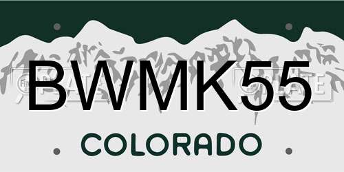 BWMK55 Colorado License Plate