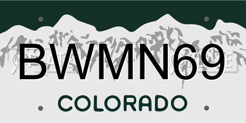 BWMN69 Colorado License Plate