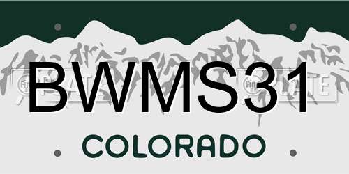 BWMS31 Colorado License Plate