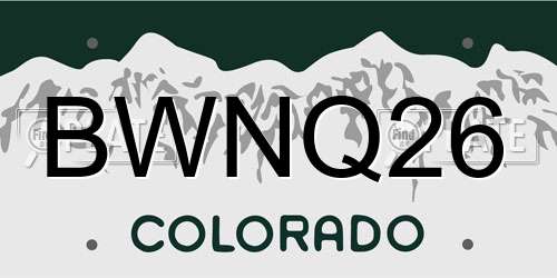 BWNQ26 Colorado License Plate