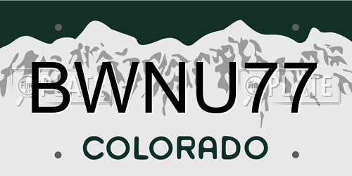 BWNU77 Colorado License Plate