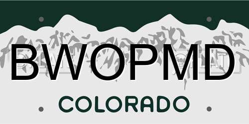 BWOPMD Colorado License Plate