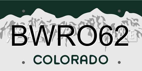 BWRO62 Colorado License Plate
