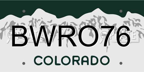 BWRO76 Colorado License Plate