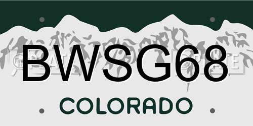 BWSG68 Colorado License Plate