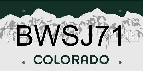 BWSJ71 Colorado License Plate