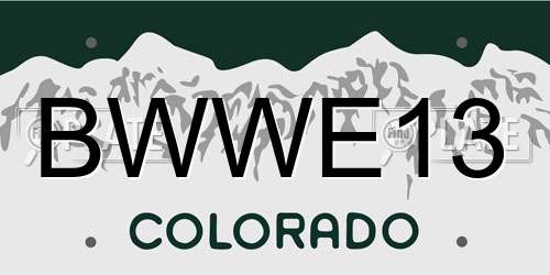 BWWE13 Colorado License Plate