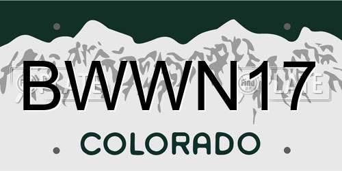 BWWN17 Colorado License Plate