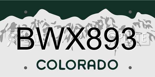 BWX893 Colorado License Plate