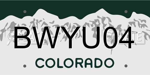 BWYU04 Colorado License Plate