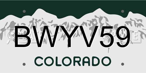 BWYV59 Colorado License Plate
