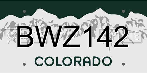 BWZ142 Colorado License Plate