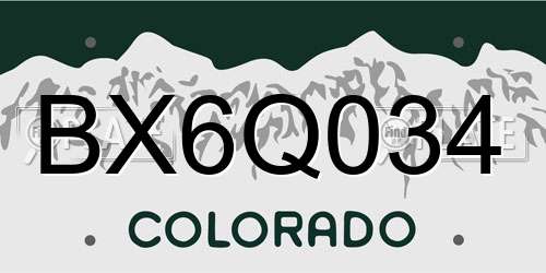 BX6Q034 Colorado License Plate