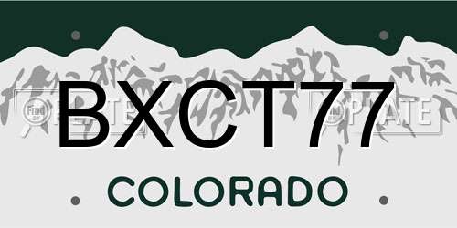 BXCT77 Colorado License Plate