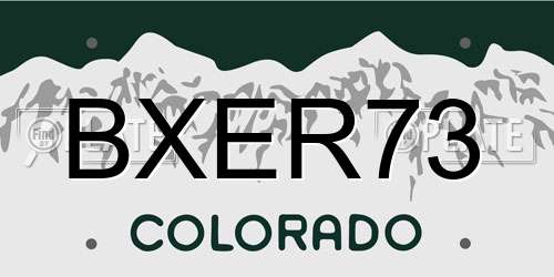 BXER73 Colorado License Plate